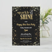 Sparkle and Shine Gold Black Nieuwjaarsfeest Kaart (Staand voorkant)