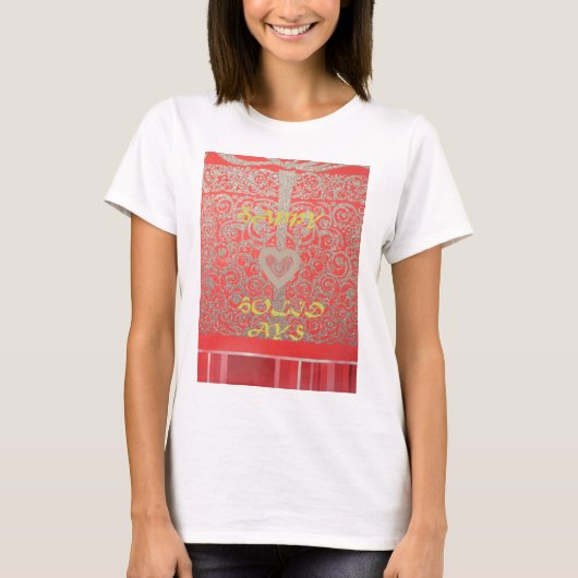 Sparkle and Shine: Rood Glitter Hart Gelukkige Vak T-shirt (Voorkant)
