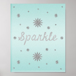 Sparkle Aqua met Silver Glitter Poster