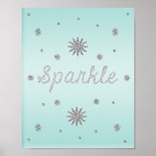 Sparkle Aqua met Silver Glitter Poster (Voorkant)