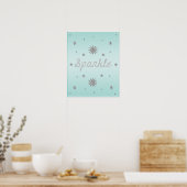 Sparkle Aqua met Silver Glitter Poster (Keuken)