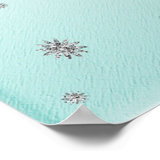 Sparkle Aqua met Silver Glitter Poster (Hoek)