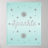 Sparkle Aqua met Silver Glitter Poster (Voorkant)