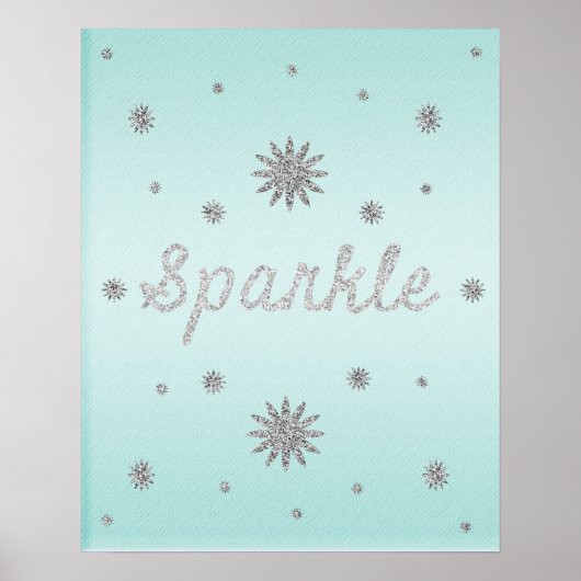 Sparkle Aqua met Silver Glitter Poster (Voorkant)
