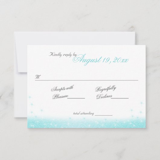 Sparkle Beach Aqua en Gold Sea Shells Respons RSVP Kaartje (Voorkant)