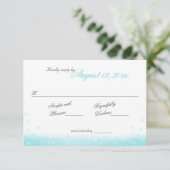 Sparkle Beach Aqua en Gold Sea Shells Respons RSVP Kaartje (Staand voorkant)