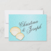 Sparkle Beach Aqua en Gold Sea Shells Respons RSVP Kaartje (Achterkant)