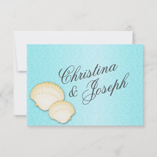 Sparkle Beach Aqua en Gold Sea Shells Respons RSVP Kaartje (Achterkant)