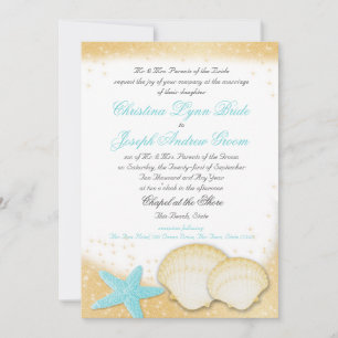 Sparkle Beach Sea Shells en Aqua Starfish Kaart