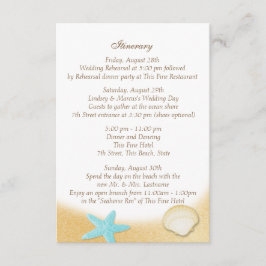 Sparkle Beach Seashell Aqua Wedding Interary Informatiekaartje