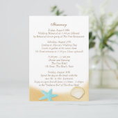 Sparkle Beach Seashell Aqua Wedding Interary Informatiekaartje (Staand voorkant)
