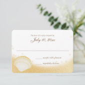 Sparkle Beach Seashelle Wedding Response RSVP Kaartje (Staand voorkant)