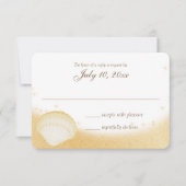 Sparkle Beach Seashelle Wedding Response RSVP Kaartje (Voorkant)