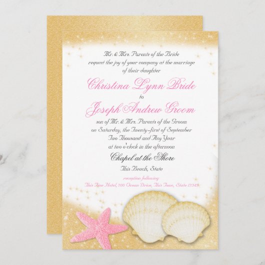 Sparkle Beach Zeeschelpen en Zeesterren Kaart (Voorkant / Achterkant)