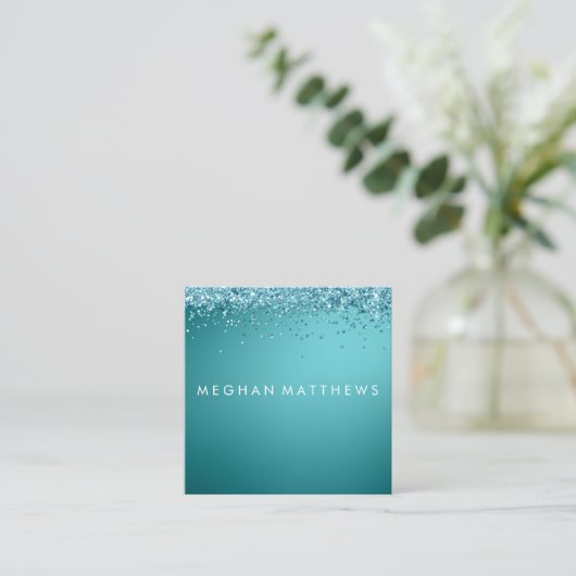 Sparkle Beauty Stylist Makeup Artist Blue Vierkante Visitekaartje (Staand voorkant)