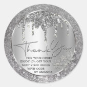 Sparkle Bedankt Zilveren Druppelende Glitter Klass Ronde Sticker (Voorkant)