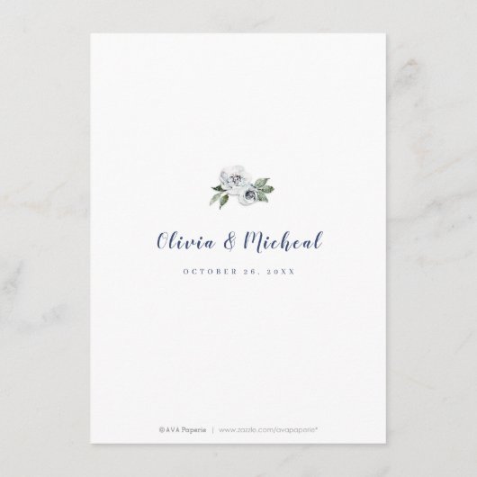 Sparkle blauw zilveren glitter bloemenbruiloft Det Informatiekaartje (Achterkant)