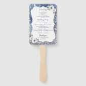 Sparkle blauwe glitter en bloemenbruiloft programm handwaaier (Achterkant)