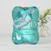 Sparkle Blauwgroen Masquerade Quinceanera Birthday Kaart (Staand voorkant)
