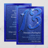 Sparkle Blue 13th Birthday Party Kaart (Voorkant / Achterkant)