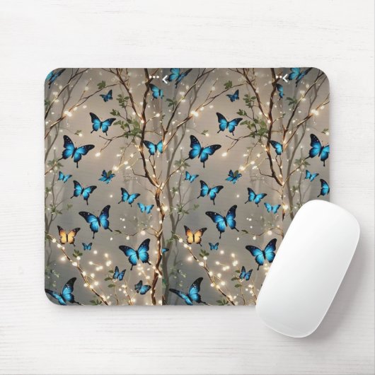 SPARKLE BLUE BUTER Fly ON Mousepad Muismat (Met muis)