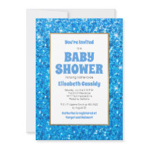 Sparkle Blue Glitter Baby shower Invitation