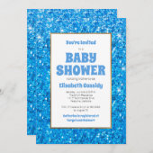 Sparkle Blue Glitter Baby shower Invitation Kaart (Voorkant / Achterkant)