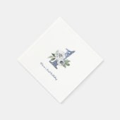 Sparkle blue glitter en bloemen 1ste verjaardag servet (Hoek)