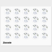 Sparkle blue glitter en floraal baby shower ronde sticker (Vel)