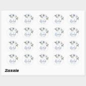 Sparkle blue glitter en floraal vrijgezellenfeest ronde sticker (Vel)