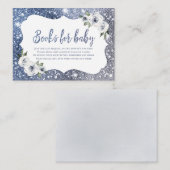 Sparkle blue glitter en floral aanvraag informatiekaartje (Voorkant / Achterkant)