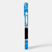 Sparkle Blue Glitter en Pareltjes met naam en mono Case-Mate iPhone Case (Achterkant / Links)