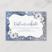 Sparkle Blue Glitter Floral Website Insert Kaart Plaatskaartje (Voorkant)