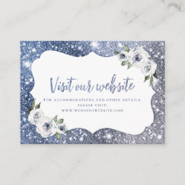 Sparkle Blue Glitter Floral Website Insert Kaart Plaatskaartje