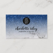 Sparkle Blue Glitter Marble Cursive Voeg je Logo t Visitekaartje (Voorkant)