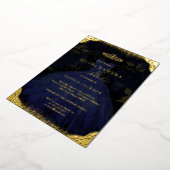 Sparkle Blue Gold Dress Tiara Photo Quinceanera Folie Uitnodiging (Gedraaid)