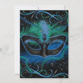 Sparkle Blue & Green Mask Masquerade Quinceanera Kaart (Achterkant)