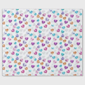 Sparkle Blue, Paarse, Gouden & Roze Glitter Hearts Cadeaupapier (Vlak)