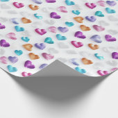 Sparkle Blue, Paarse, Gouden & Roze Glitter Hearts Cadeaupapier (Hoek)