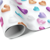 Sparkle Blue, Paarse, Gouden & Roze Glitter Hearts Cadeaupapier (Rol Hoek)