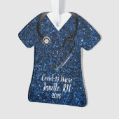 Sparkle Blue Scrub Top Nurse 2020 Ornament (voorkant)