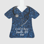 Sparkle Blue Scrub Top Nurse 2020 Ornament (achterkant)