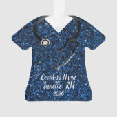Sparkle Blue Scrub Top Nurse 2020 Ornament (voorkant)