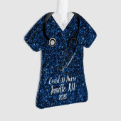 Sparkle Blue Scrub Top Nurse 2020 Ornament (voorkant)