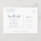 Sparkle blue silver glitter floral save the date aankondigingskaart (Achterkant)