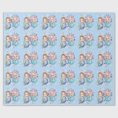 Sparkle Blue Waterverf Mermaid Wrapping Paper Cadeaupapier (Vlak)