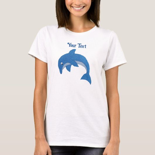 Sparkle Blue White Dolphin in Jumping positie T-shirt (Voorkant)