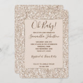 Sparkle Blush Cream Glitz Glitter Baby shower Kaart (Voorkant / Achterkant)