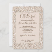 Sparkle Blush Cream Glitz Glitter Baby shower Kaart (Voorkant)
