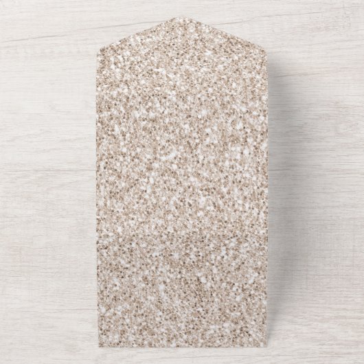 Sparkle Blush Cream Glitz Glitter Bruiloft All In One Uitnodiging (Buitenkant)